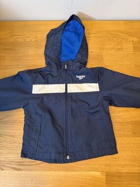 💚 5 for $15/ OshKosh B'gosh Navy Hooded Rain Jacket with White Chest Stripe